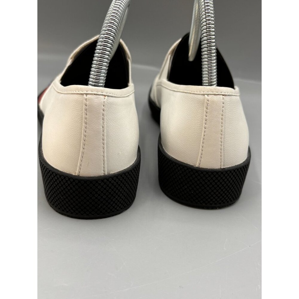 Prada Slip-On Loafers Shoes Arrow & Heart Design Size 38.5 White & Black - Picture 4 of 9